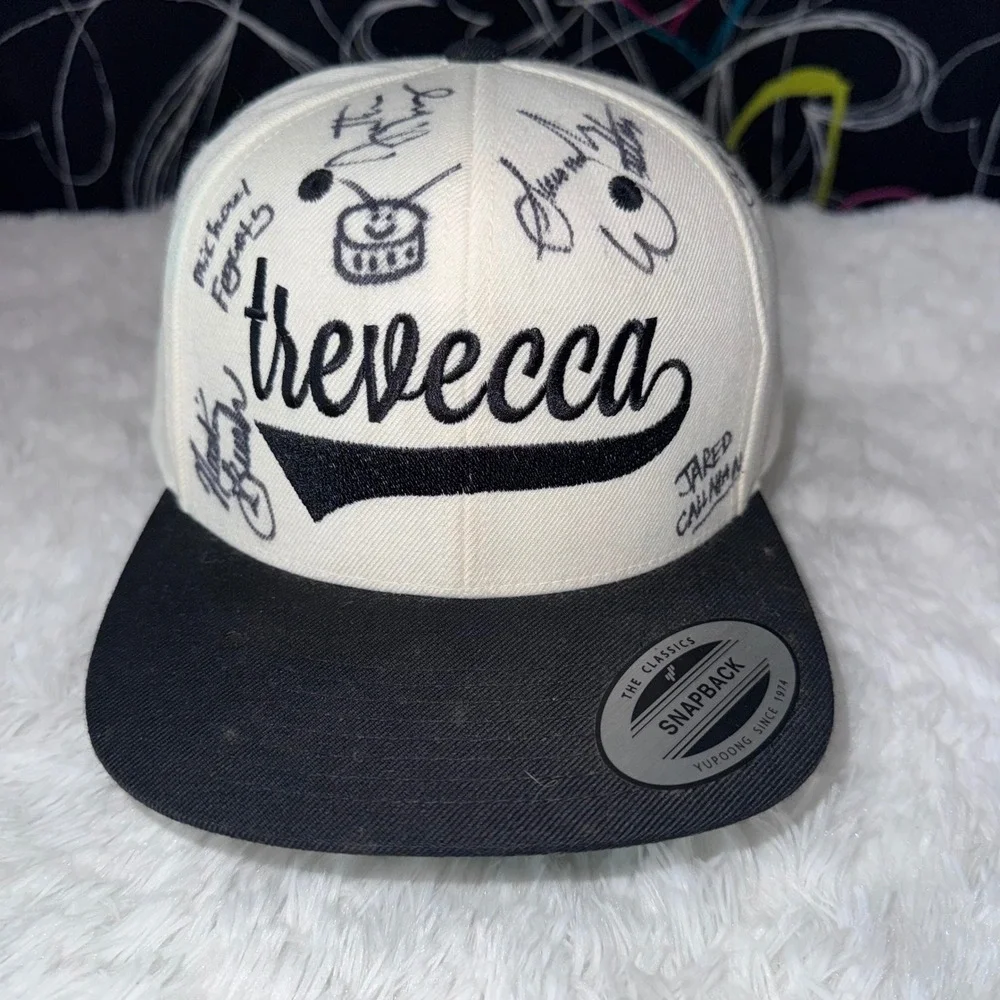 Yupoong Snapback Hat Mens OSFM Cream Black Good Trevecca University Autographed